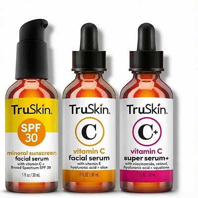 TruSkin Daily C Essentials: Vitamin C Serum + Vitamin C Super Serum + SPF 30 Sunscreen Serum