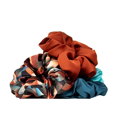 RevAir Luxe Satin Scrunchies - Cinnamon Swirl Limited Edition - Gold, Brown, Bronze, Beige, Multicolor