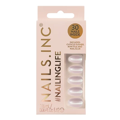 Nails Inc. NailingLife Just Like Hailey Pink Glaze Chrome Effect Press-On Nails
