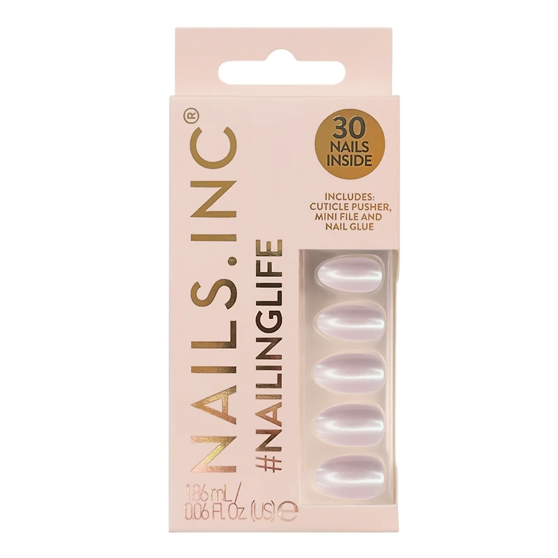 Nails Inc. NailingLife Just Like Hailey Pink Glaze Chrome Effect Press-On Nails
