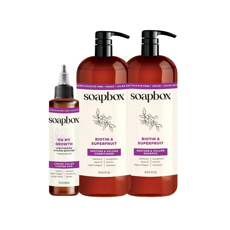 Soapbox Biotin & Superfruit Restore Volume Haircare Essentials - oz