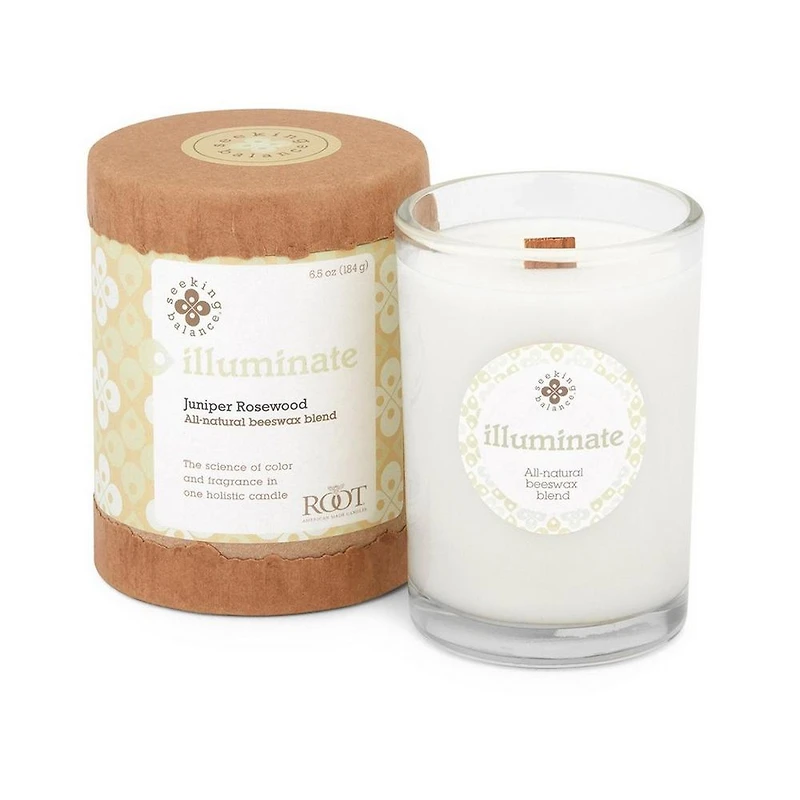 Root Candles Seeking Balance Aromatherapy Candle -Illuminate - Juniper Rosewood