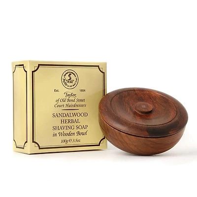 Taylor of Old Bond Street Sandalwood Traditional Shave Soap in Acadia Wooden Bowl