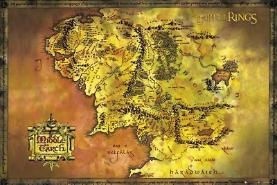 Lord of the Rings Middle Earth Map - NEW