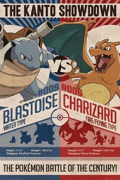 Pokemon - Red Charizard vs Blue Blastoise - NEW