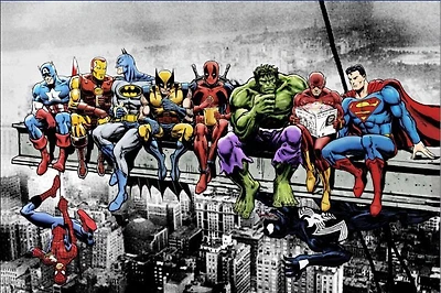 Superheroes Lunch on a Skyscraper - NEW
