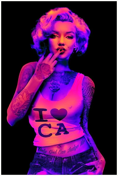 I Love CA - Marilyn Monroe Blacklight (Non Flocked) - NEW