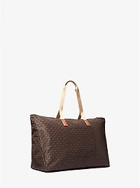 Jet Set Travel Large Signature Logo Print Woven Tote Bag