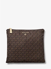 Jet Set Travel Large Signature Logo Print Woven Tote Bag