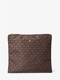 Jet Set Travel Large Signature Logo Print Woven Tote Bag