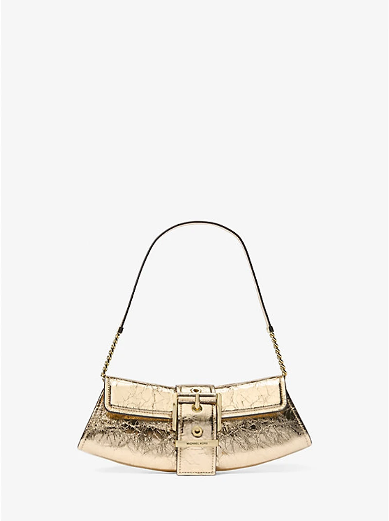 Colby Small Crackled Metallic Leather Convertible Clutch