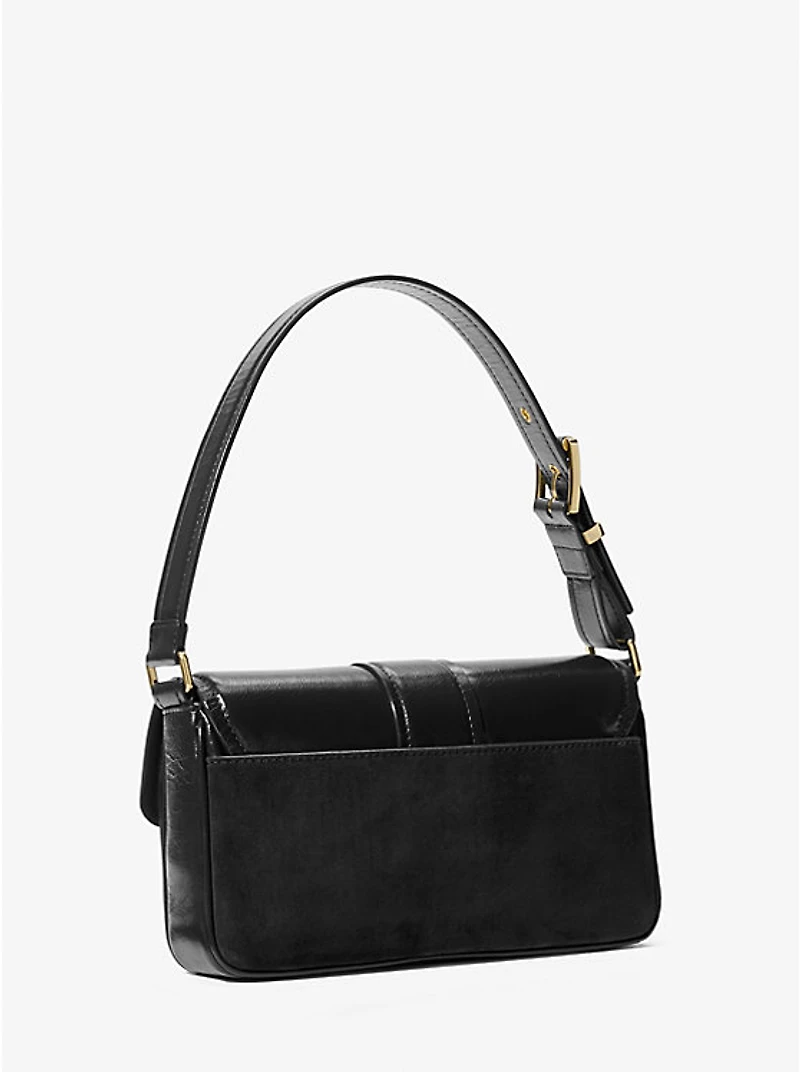 Colby Medium Crackled Leather and Suede Shoulder Bag