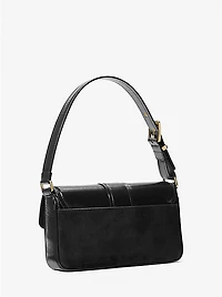 Colby Medium Crackled Leather and Suede Shoulder Bag
