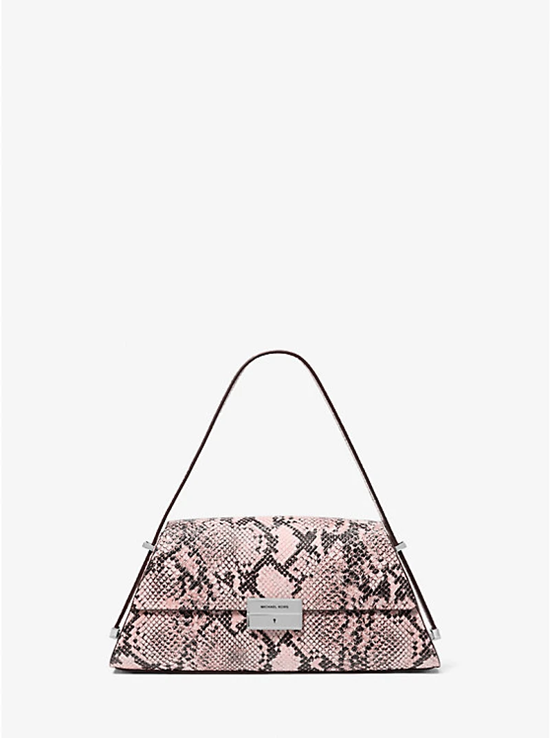 Ludlow Medium Snake Embossed Leather Shoulder Bag