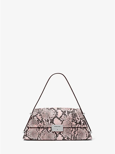 Ludlow Medium Snake Embossed Leather Shoulder Bag
