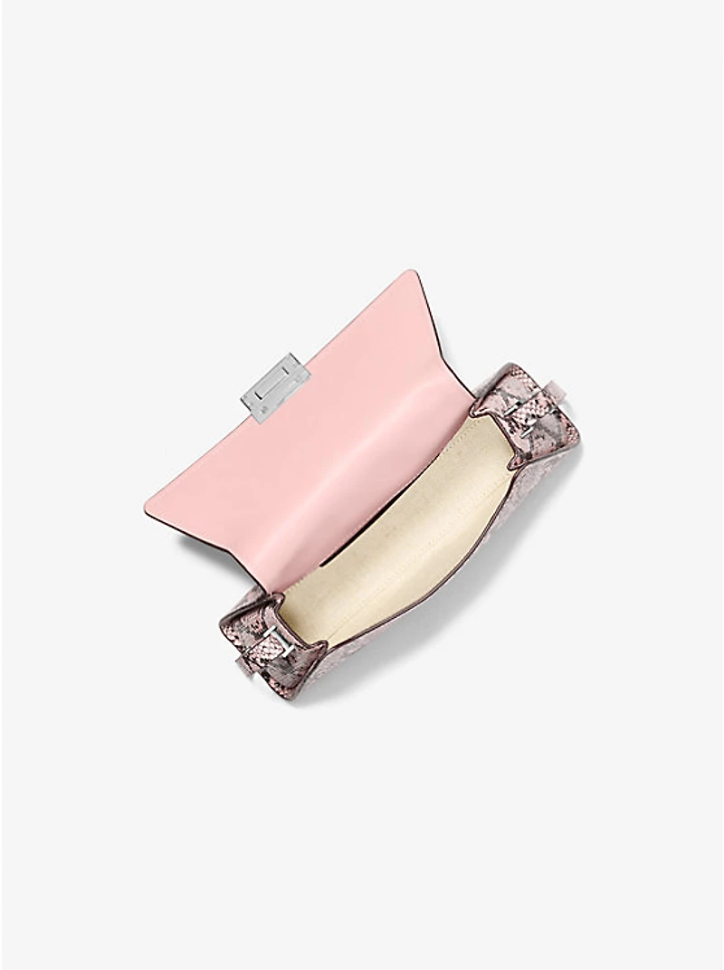 Ludlow Medium Snake Embossed Leather Shoulder Bag