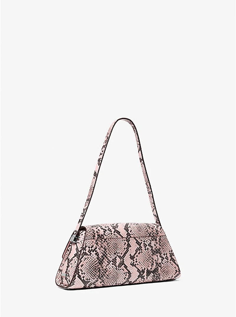 Ludlow Medium Snake Embossed Leather Shoulder Bag