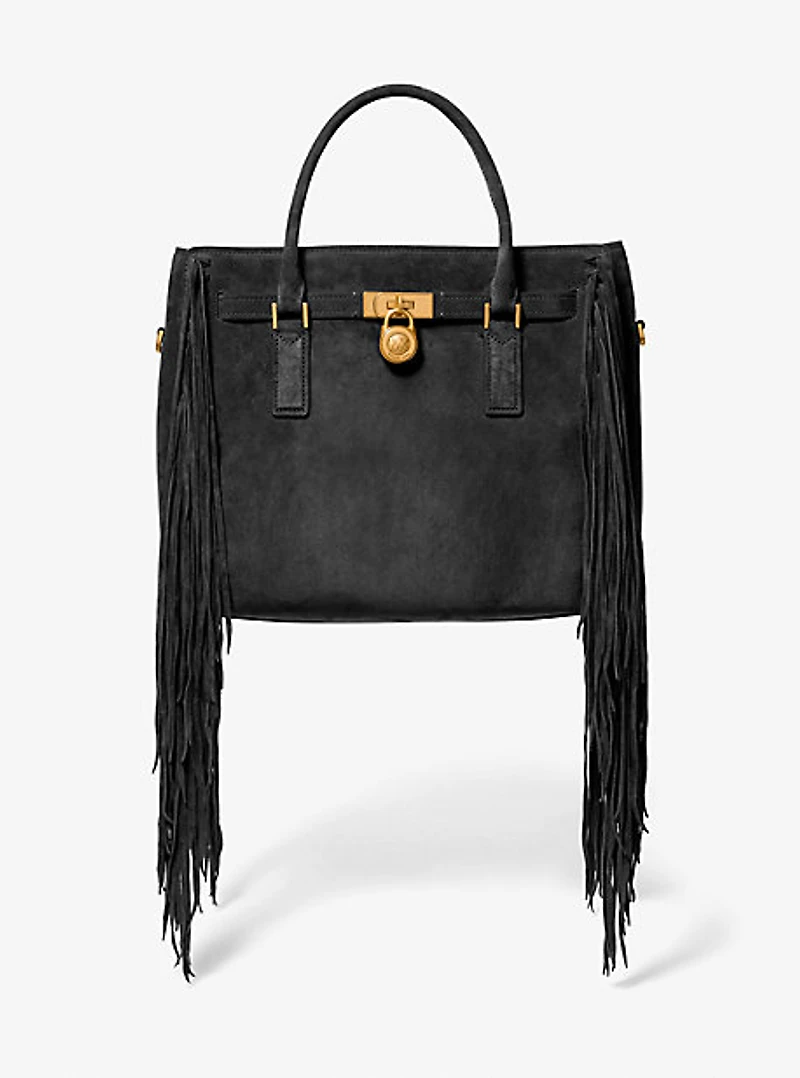 Hamilton Moderne Large Fringed Suede Satchel