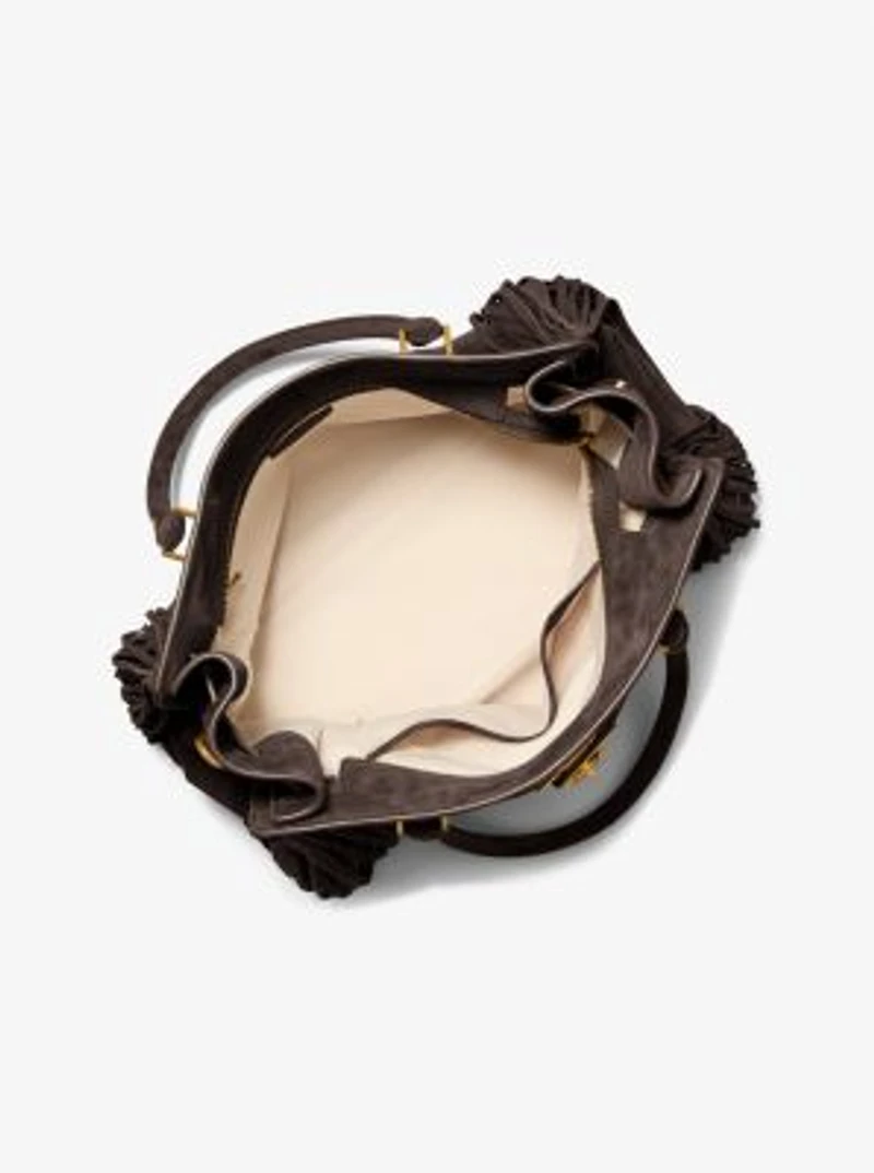 Hamilton Moderne Large Fringed Suede Satchel