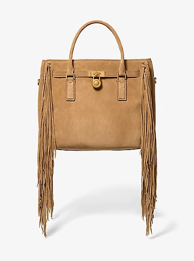 Hamilton Moderne Large Fringed Suede Satchel