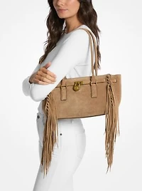 Hamilton Moderne Small Fringed Suede Satchel