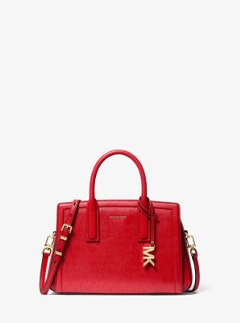 Laila Small Metallic Signature Logo Satchel