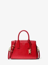 Laila Small Metallic Signature Logo Satchel