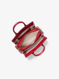 Laila Small Metallic Signature Logo Satchel