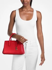 Laila Small Metallic Signature Logo Satchel