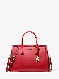 Laila Medium Metallic Signature Logo Satchel