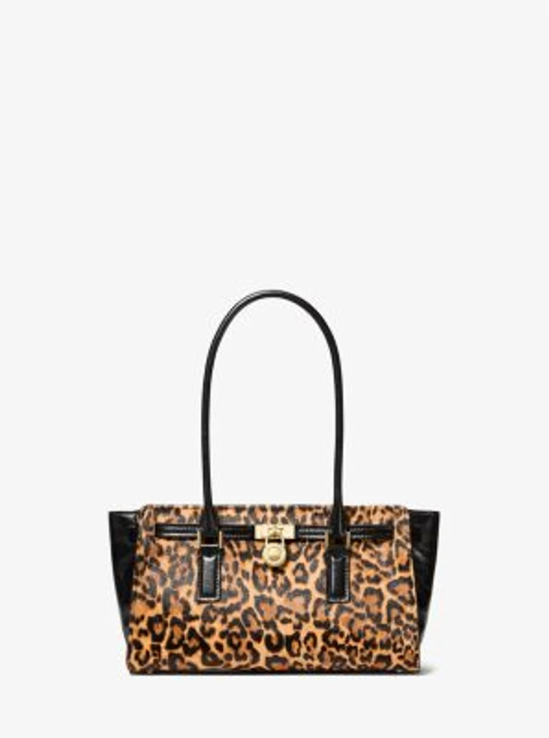 Hamilton Moderne Small Leopard Print Calf Hair Satchel