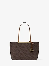 Evelyn Small Signature Logo Tote Bag
