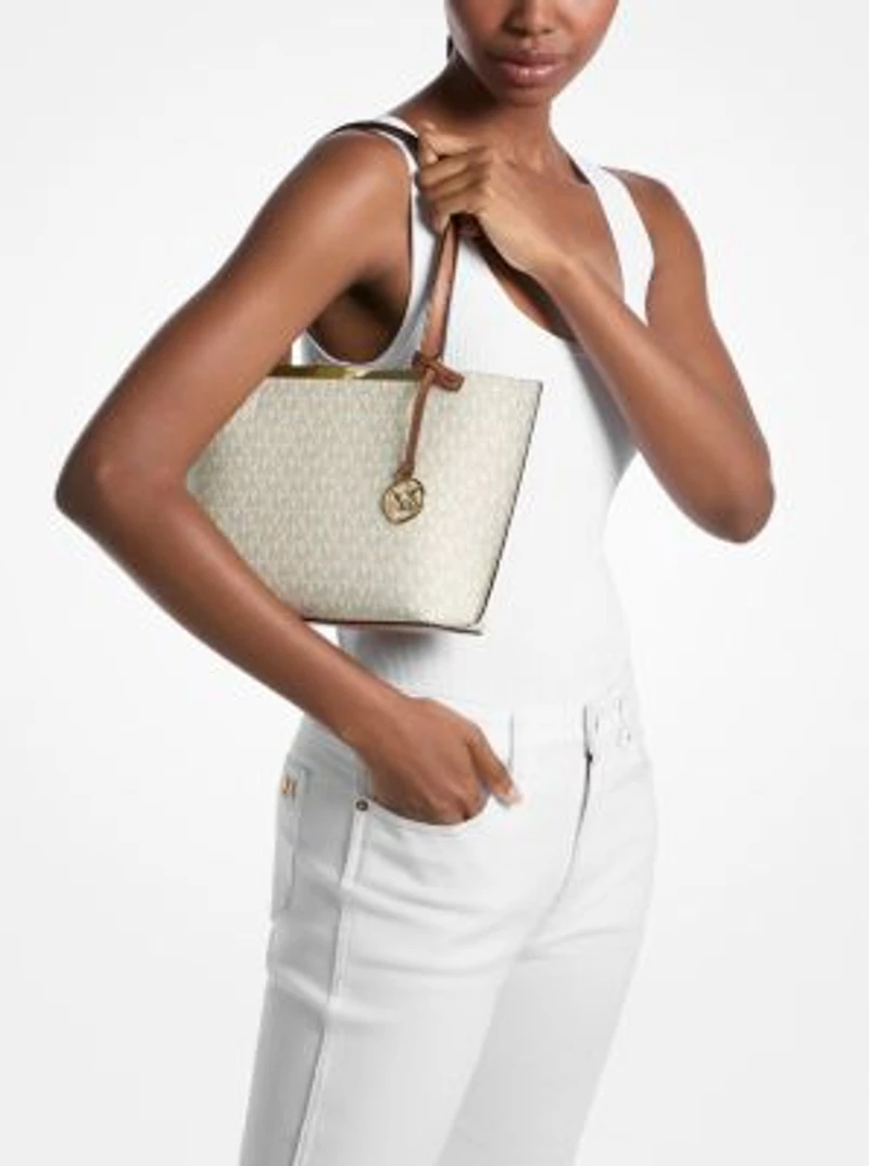 Evelyn Small Signature Logo Tote Bag