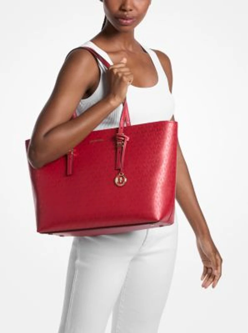 Quinn Large Metallic Signature Logo Tote Bag