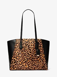 Taryn Large Leopard Print Calf Hair Tote Bag
