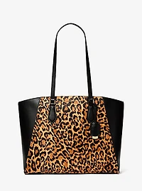 Taryn Large Leopard Print Calf Hair Tote Bag