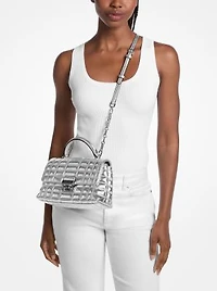 Tribeca Medium Quilted Metallic Leather Satchel