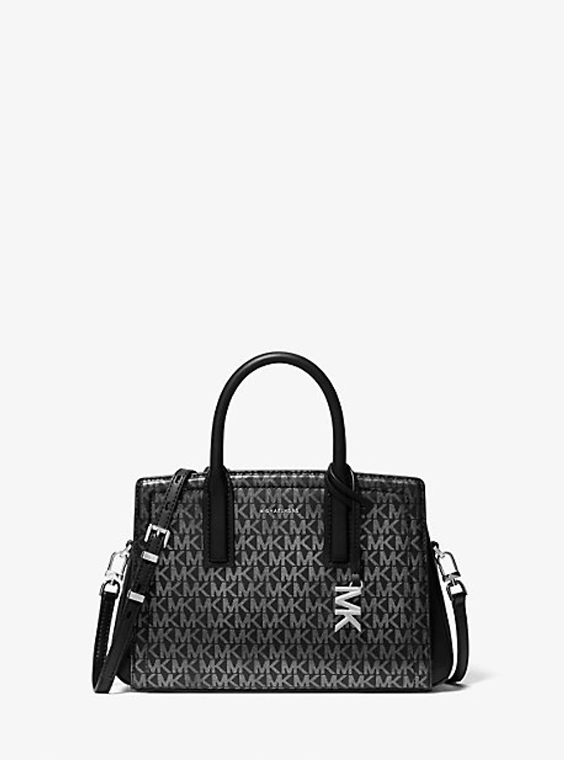 Laila Small Metallic Signature Logo Satchel