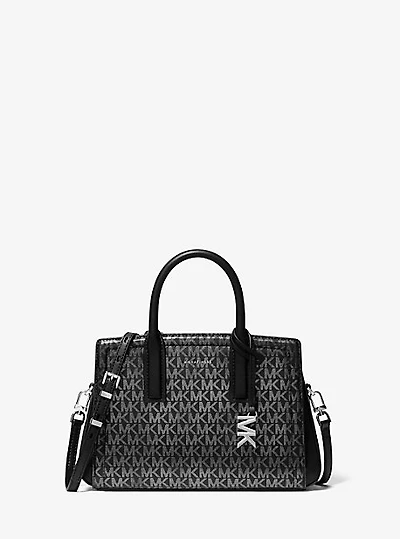 Laila Small Metallic Signature Logo Satchel