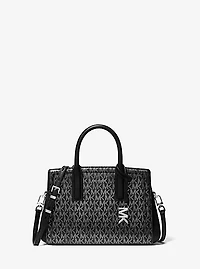 Laila Small Metallic Signature Logo Satchel