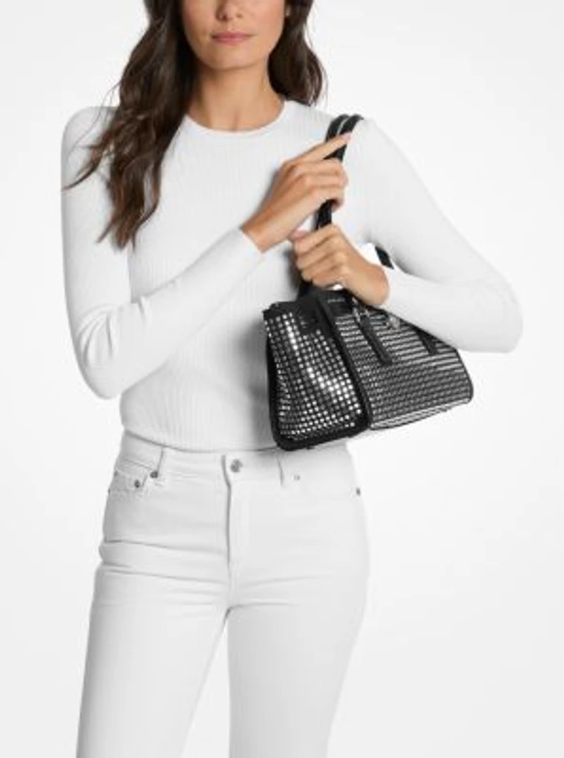 Hamilton Moderne Small Studded Suede Satchel