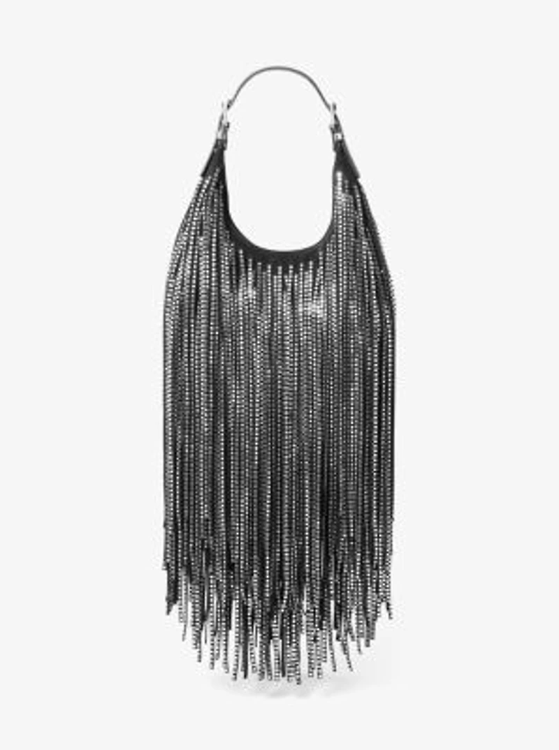 Limited-Edition Nolita Small Studded Fringe Suede Hobo Shoulder Bag