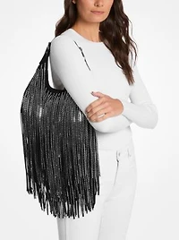 Limited-Edition Nolita Small Studded Fringe Suede Hobo Shoulder Bag