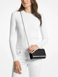 Mona Large Saffiano Leather Clutch