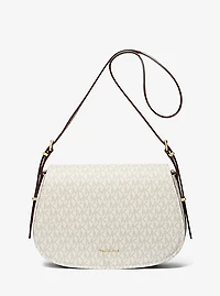 Lydia Medium Signature Logo Messenger Bag