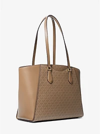 Taryn Large Signature Logo and Leather Tote Bag