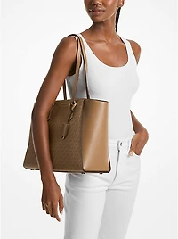 Taryn Large Signature Logo and Leather Tote Bag