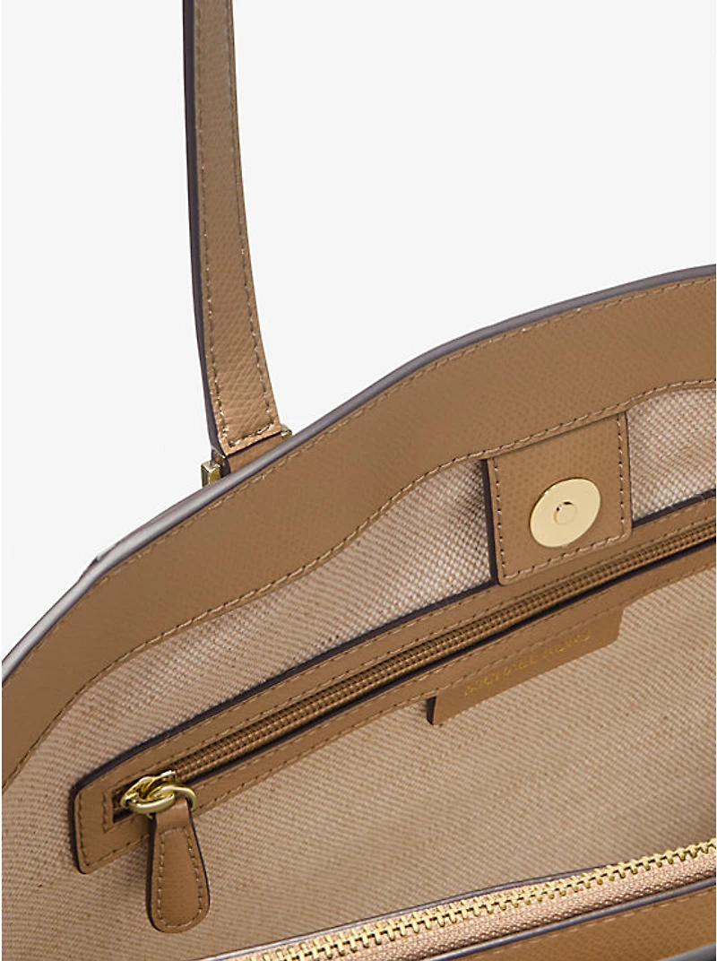 Taryn Large Signature Logo and Leather Tote Bag