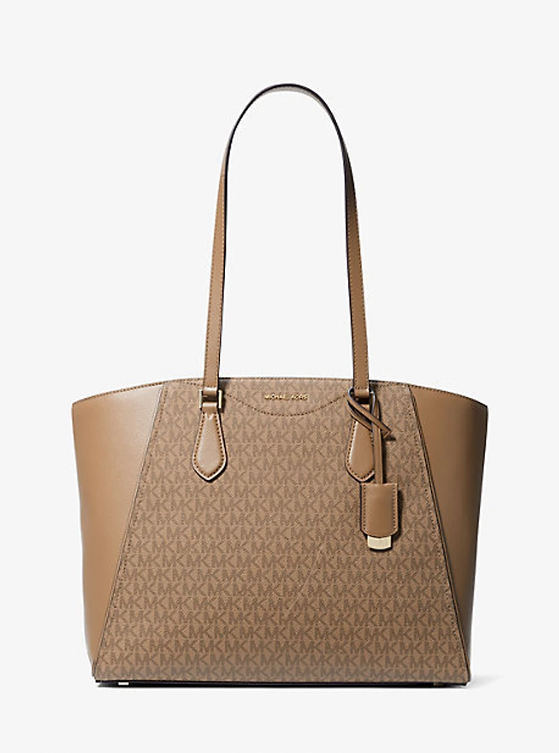 Taryn Large Signature Logo and Leather Tote Bag