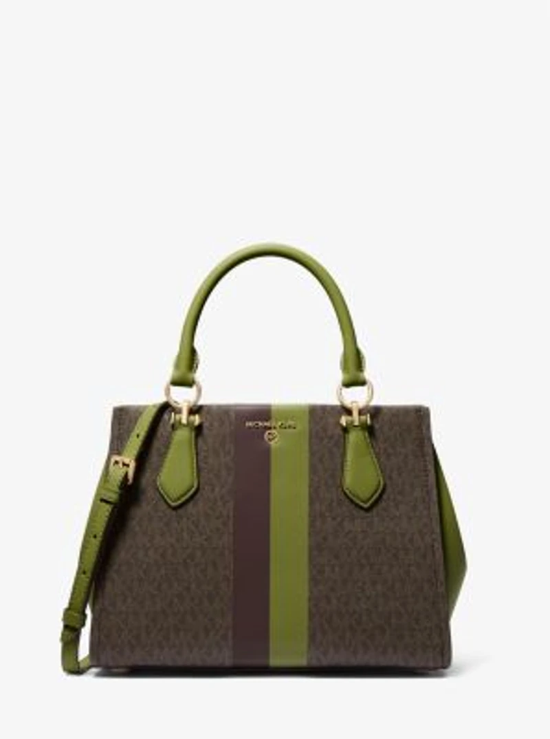 Marilyn Medium Logo Stripe Satchel